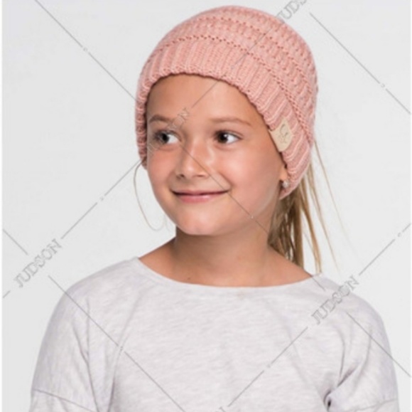 C.C. Beanie KidsMessy Bun/Ponytail Black Beanie - Picture 2 of 3